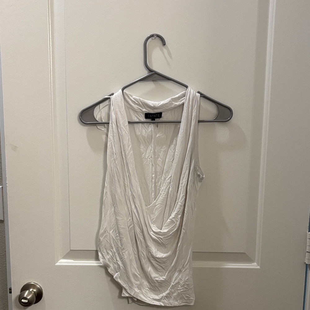 White Draped Tank Top